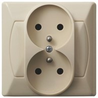 AKCENT beż GP-2AZ/01 Gniazdo podwójne z/uz